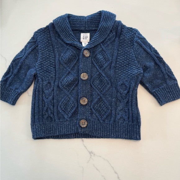 Gap Blue Cable Knit Cardigan with Shawl Collar - Picture 1 of 3